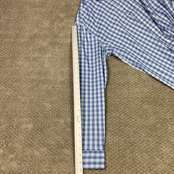 Faherty Button Down Shirt Men's Large Blue Gingham Check Movement Performance - Picture 12 of 13